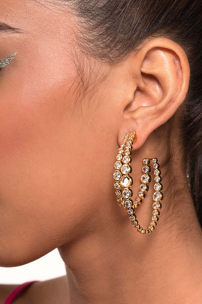 Isharya Aura Gold Double Hoop Earrings In 18kt Gold Plated fashion jewellery online shopping melange singapore indian designer wear