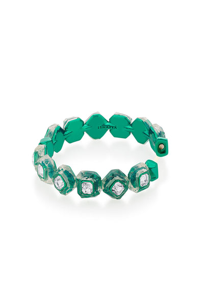 Isharya B-dazzle Green Crystal Bangle In Colored Plating fashion jewellery online shopping melange singapore indian designer wear