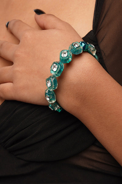 Isharya B-dazzle Green Crystal Bangle In Colored Plating fashion jewellery online shopping melange singapore indian designer wear