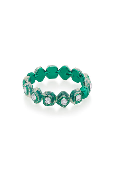 Isharya B-dazzle Green Crystal Bangle In Colored Plating fashion jewellery online shopping melange singapore indian designer wear