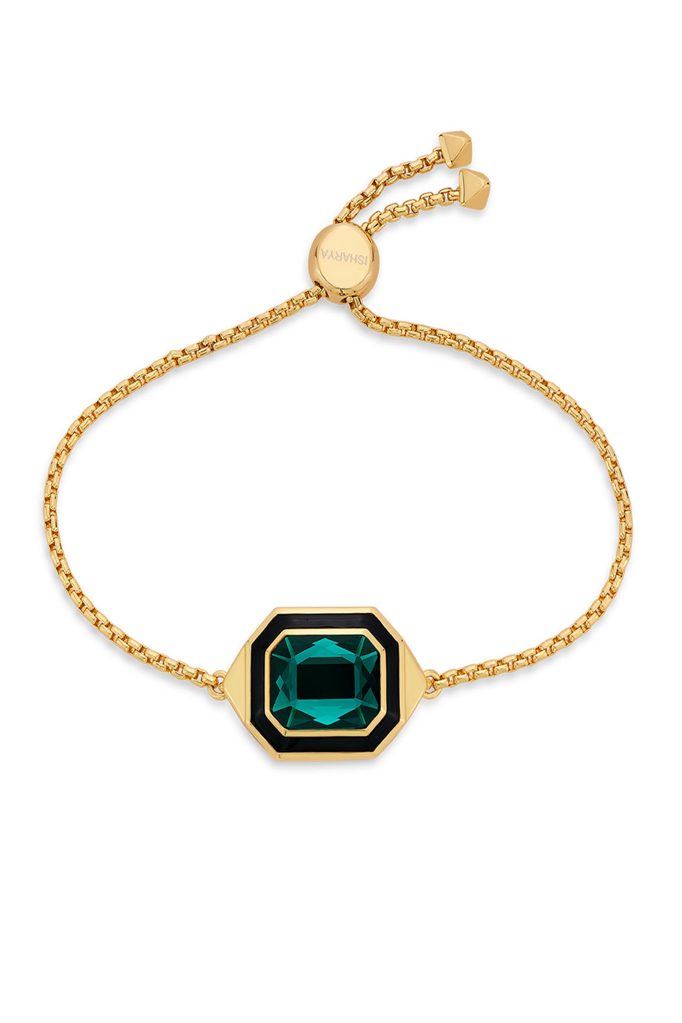 Isharya B-dazzle Green Crystal Enamel Bracelet In 18Kt Gold Plated fashion jewellery online shopping melange singapore indian designer wear