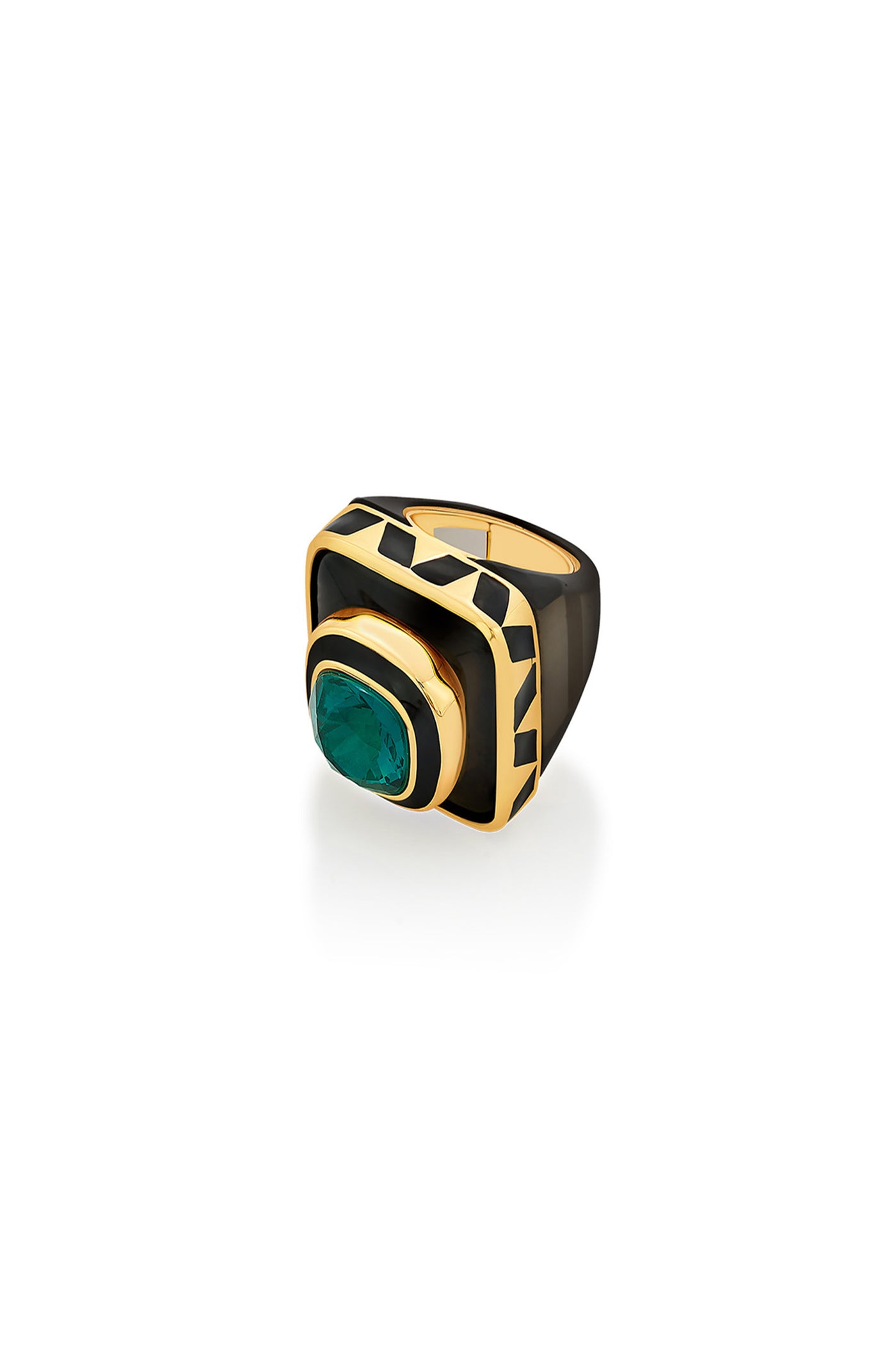 Isharya B-dazzle Green Crystal Resin Ring In 18Kt Gold Plated fashion jewellery online shopping melange singapore indian designer wear