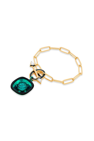 Isharya B-dazzle Green Crystal Toggle Bracelet In 18Kt Gold Plated fashion jewellery online shopping melange singapore indian designer wear
