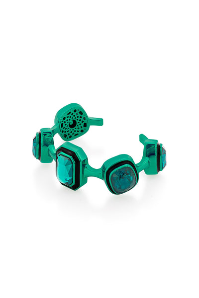 Isharya B-dazzle Green Multi-Crystal Cuff In Colored Plating fashion jewellery online shopping melange singapore indian designer wear