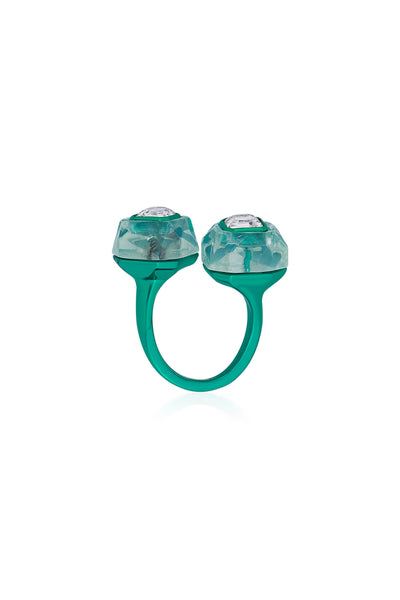 Isharya B-dazzle Infinity Cut Green Crystal Ring In Colored Plating fashion jewellery online shopping melange singapore indian designer wear