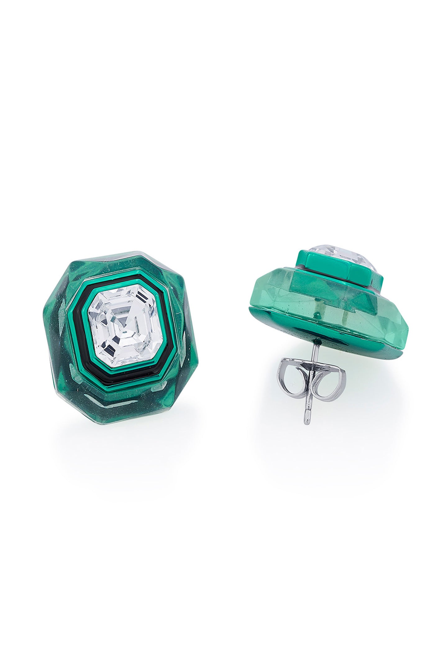 Isharya B-dazzle Infinity Cut Green Crystal Studs In Colored Plating fashion jewellery online shopping melange singapore indian designer wear