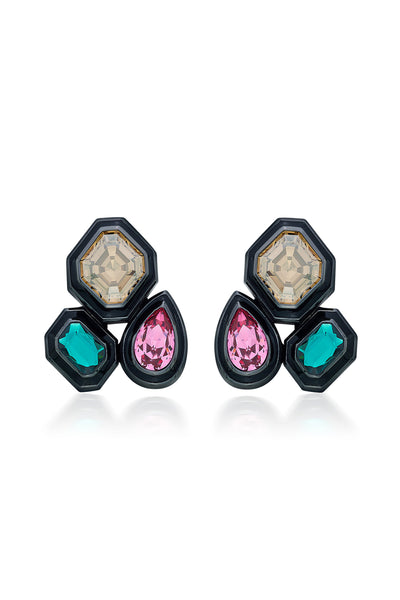 Isharya Banger Trio Studs In Black Plated fashion jewellery online shopping melange singapore indian designer wear