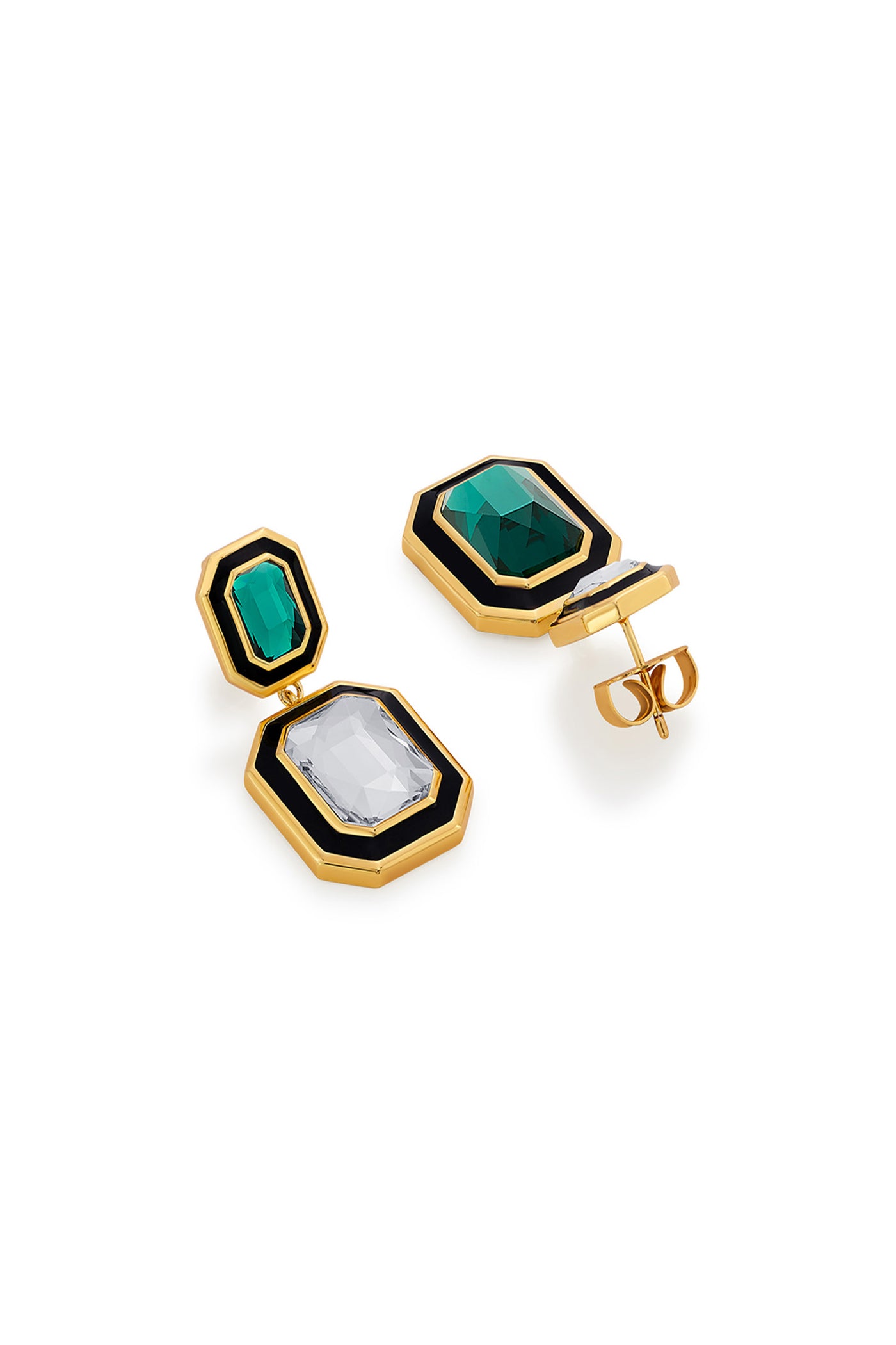 Isharya Banger Two-Tone Crystal Drop Earrings In 18Kt Gold Plated fashion jewellery online shopping melange singapore indian designer wear