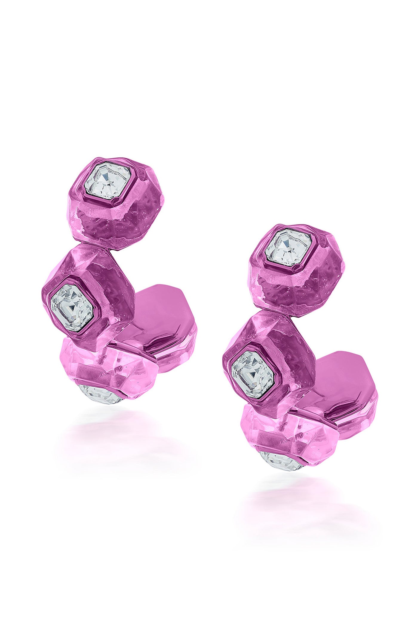 Isharya Bisou Infinity Cut Pink Crystal Hoops In Colored Plating fashion jewellery online shopping melange singapore indian designer wear