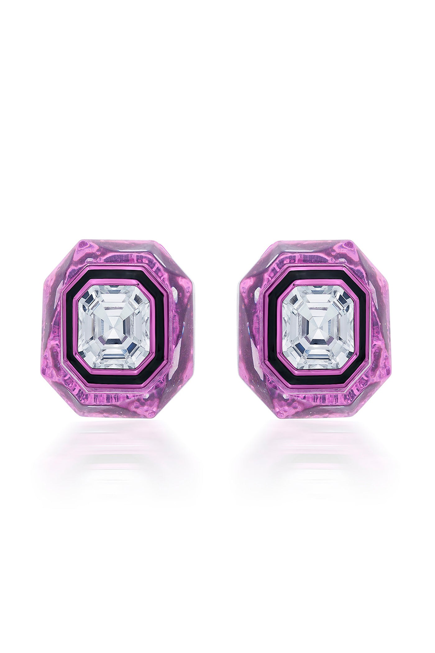 Isharya Bisou Infinity Cut Pink Crystal Studs In Colored Plating fashion jewellery online shopping melange singapore indian designer wear