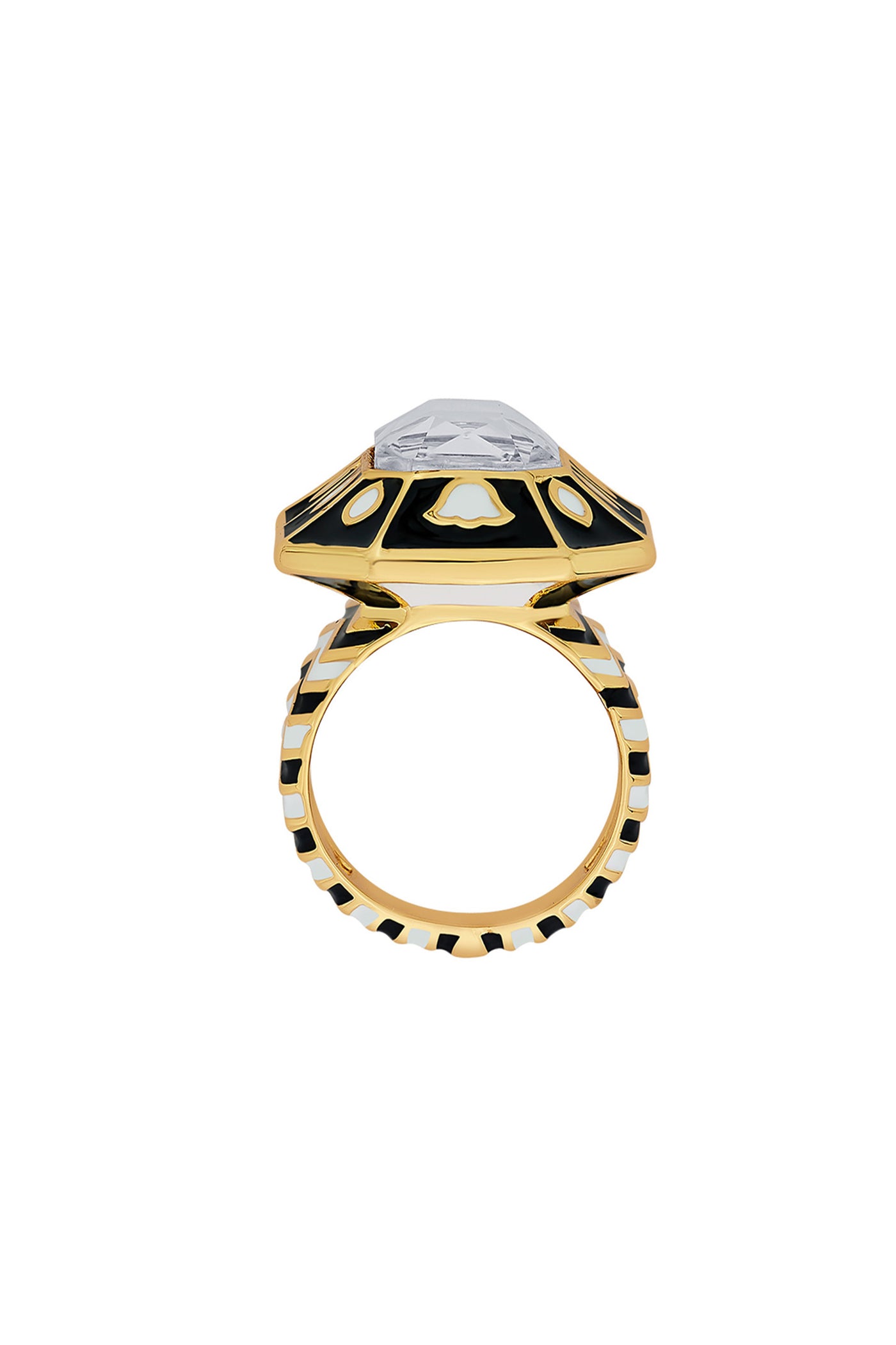 Isharya Blaze Chevron Crystal Ring In 18Kt Gold Plated fashion jewellery online shopping melange singapore indian designer wear