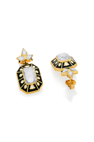 Isharya Blaze Crystal Enamel Earrings In 18Kt Gold Plated fashion jewellery online shopping melange singapore indian designer wear