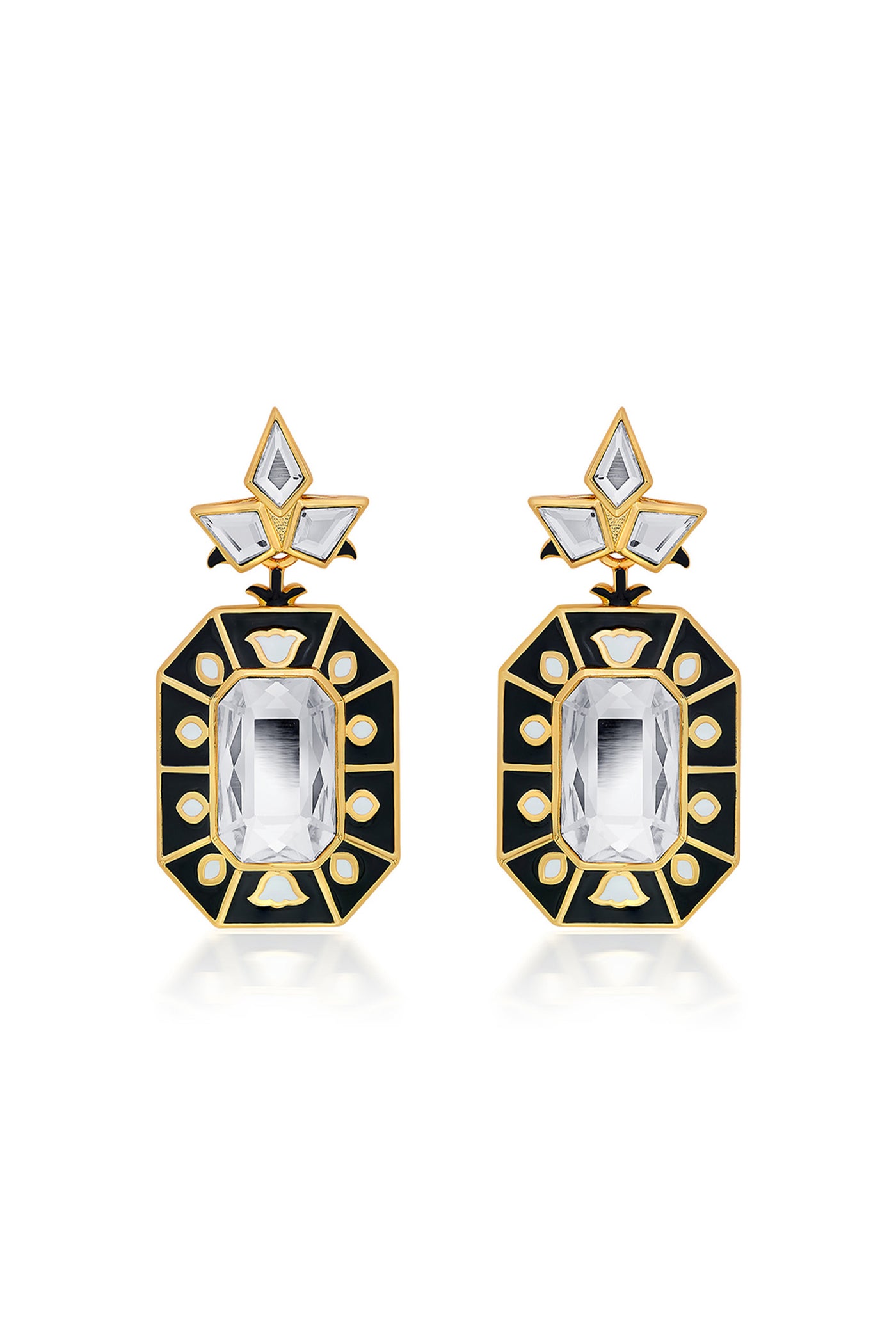 Isharya Blaze Crystal Enamel Earrings In 18Kt Gold Plated fashion jewellery online shopping melange singapore indian designer wear