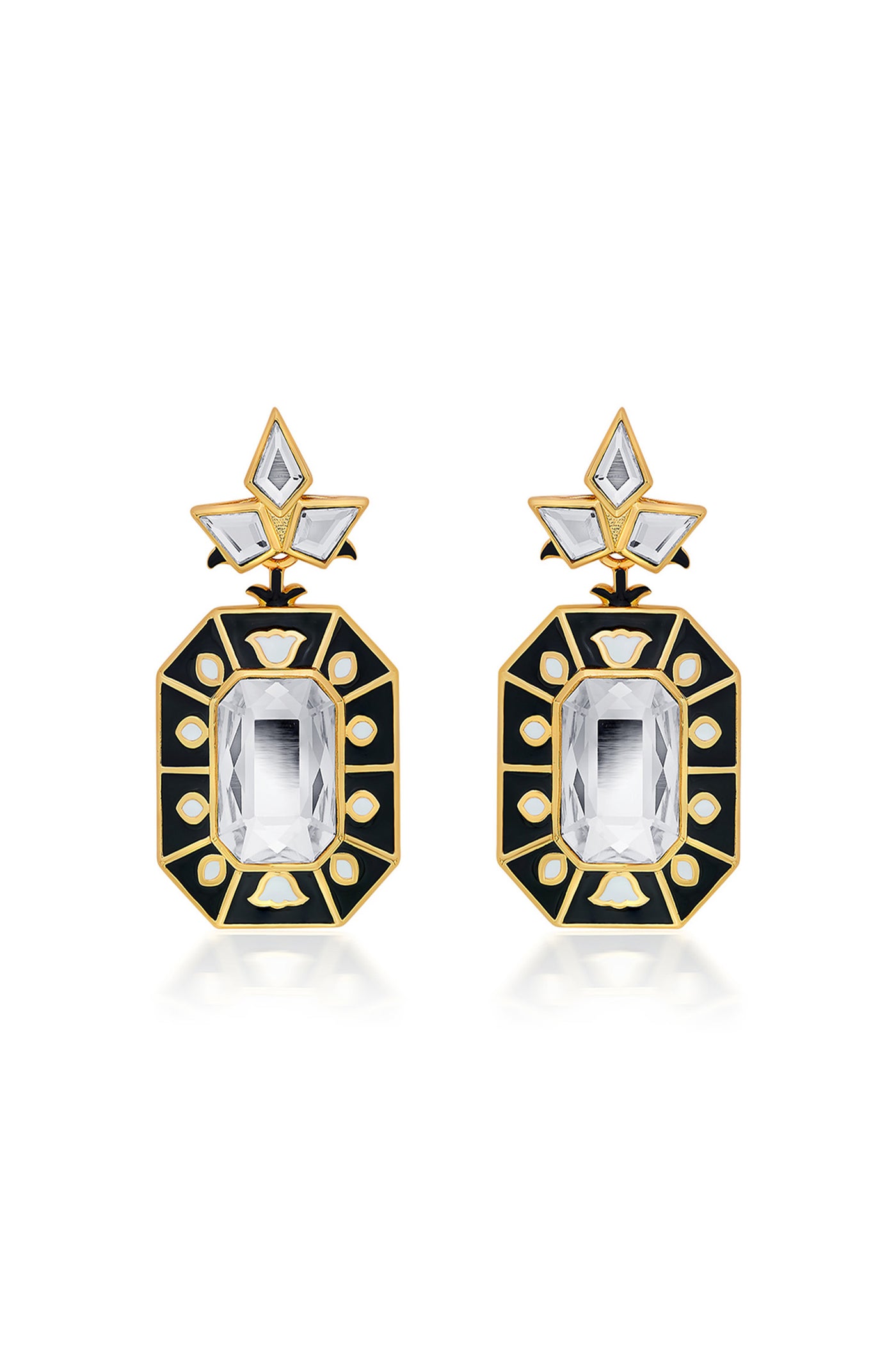 Isharya Blaze Crystal Enamel Earrings In 18Kt Gold Plated fashion jewellery online shopping melange singapore indian designer wear