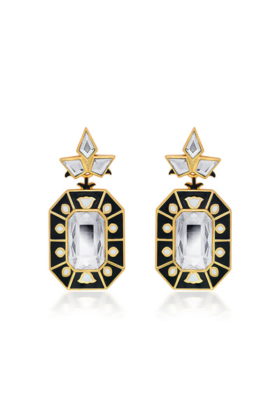 Isharya Blaze Crystal Enamel Earrings In 18Kt Gold Plated fashion jewellery online shopping melange singapore indian designer wear