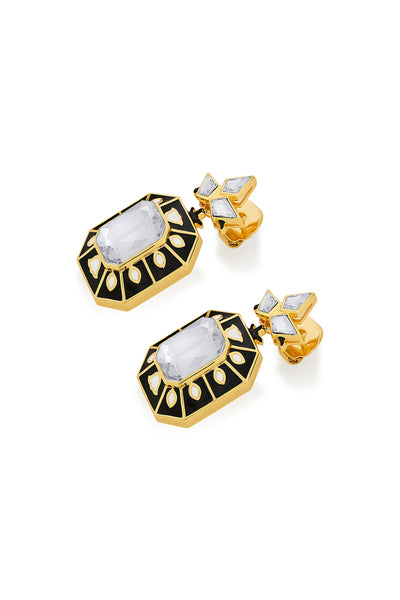 Isharya Blaze Crystal Enamel Earrings In 18Kt Gold Plated fashion jewellery online shopping melange singapore indian designer wear