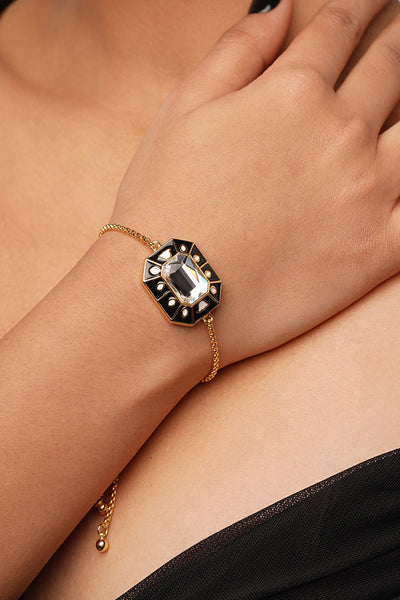 Isharya Blazed Crystal & Enamel Bracelet In 18Kt Gold Plated fashion jewellery online shopping melange singapore indian designer wear