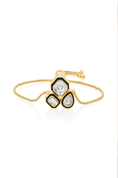 Isharya Bougie trio crystal bracelet in 18kt gold plated fashion jewellery online shopping melange singapore indian designer wear