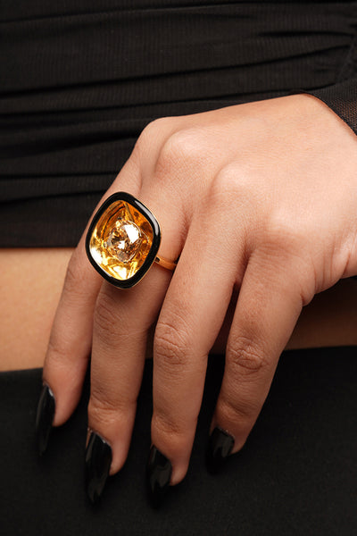 Isharya Bling Glory Wrap Crystal Ring In 18Kt Gold Plated fashion jewellery online shopping melange singapore indian designer wear