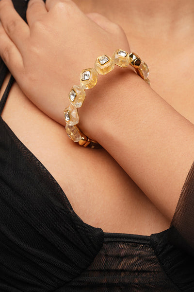 Isharya Bling Infinity Cut Crystal Bangle In 18Kt Gold Plated fashion jewellery online shopping melange singapore indian designer wear
