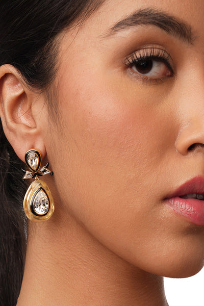 Isharya Bling Infinity Cut Crystal Drop Earrings In 18Kt Gold Plated fashion jewellery online shopping melange singapore indian designer wear