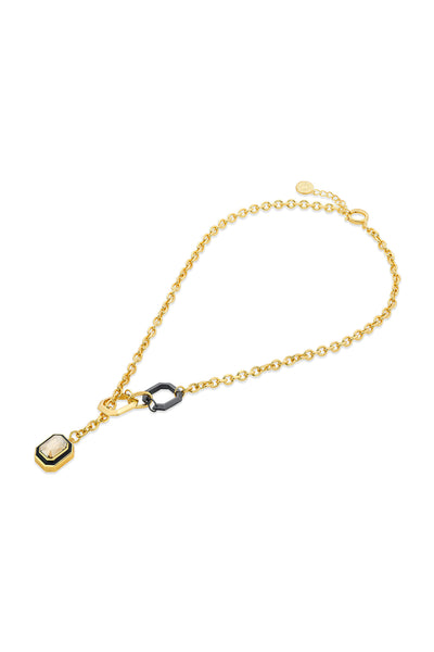 Isharya Bling Link Lock Crystal Necklace In 18Kt Gold Plated fashion jewellery online shopping melange singapore indian designer wear