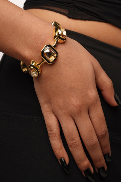 Isharya Bling Multi-Crystal Bezel Cuff In 18Kt Gold Plated fashion jewellery online shopping melange singapore indian designer wear