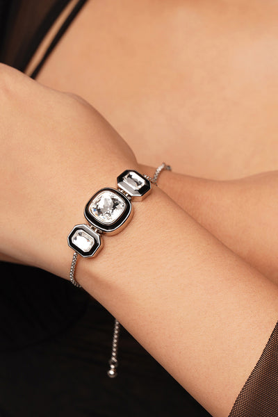 Isharya Bougie Crystal Bezel Bracelet In Rhodium Plated fashion jewellery online shopping melange singapore indian designer wear