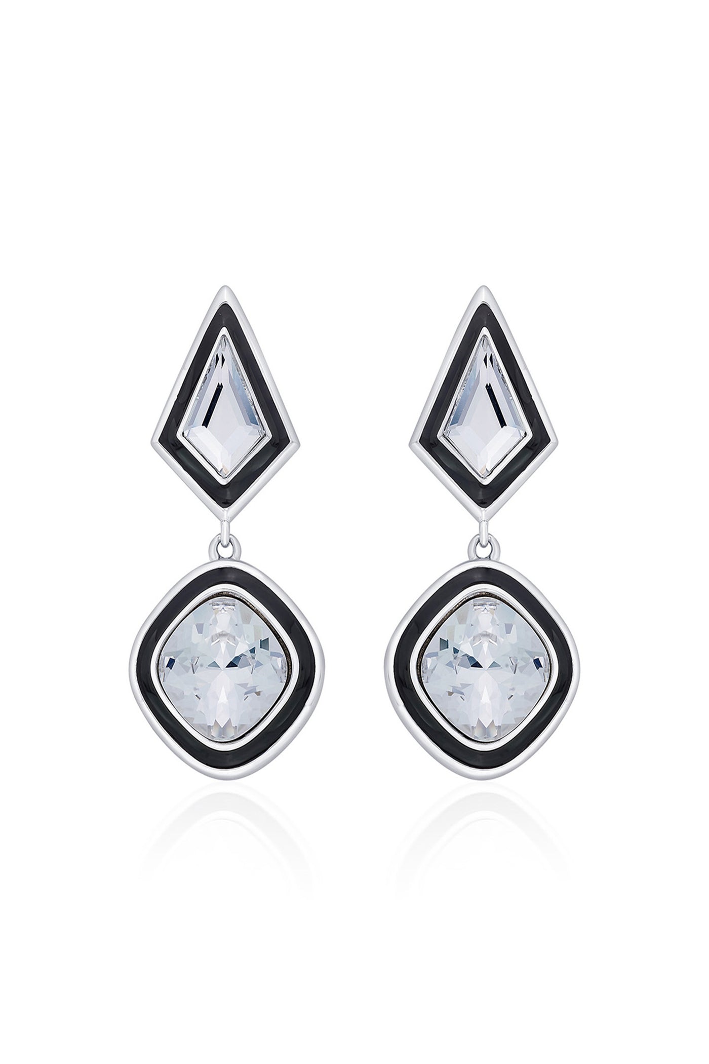 Isharya Bougie Crystal Drop Earrings In Rhodium Plated fashion jewellery online shopping melange singapore indian designer wear