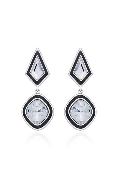 Isharya Bougie Crystal Drop Earrings In Rhodium Plated fashion jewellery online shopping melange singapore indian designer wear
