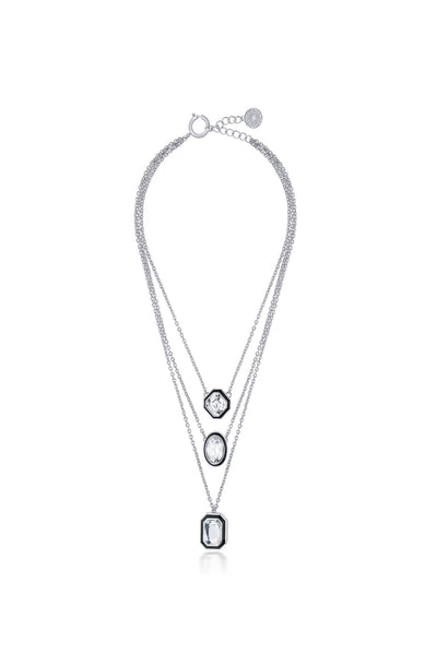 Isharya Bougie Crystal Layered Necklace In Rhodium Plated fashion jewellery online shopping melange singapore indian designer wear