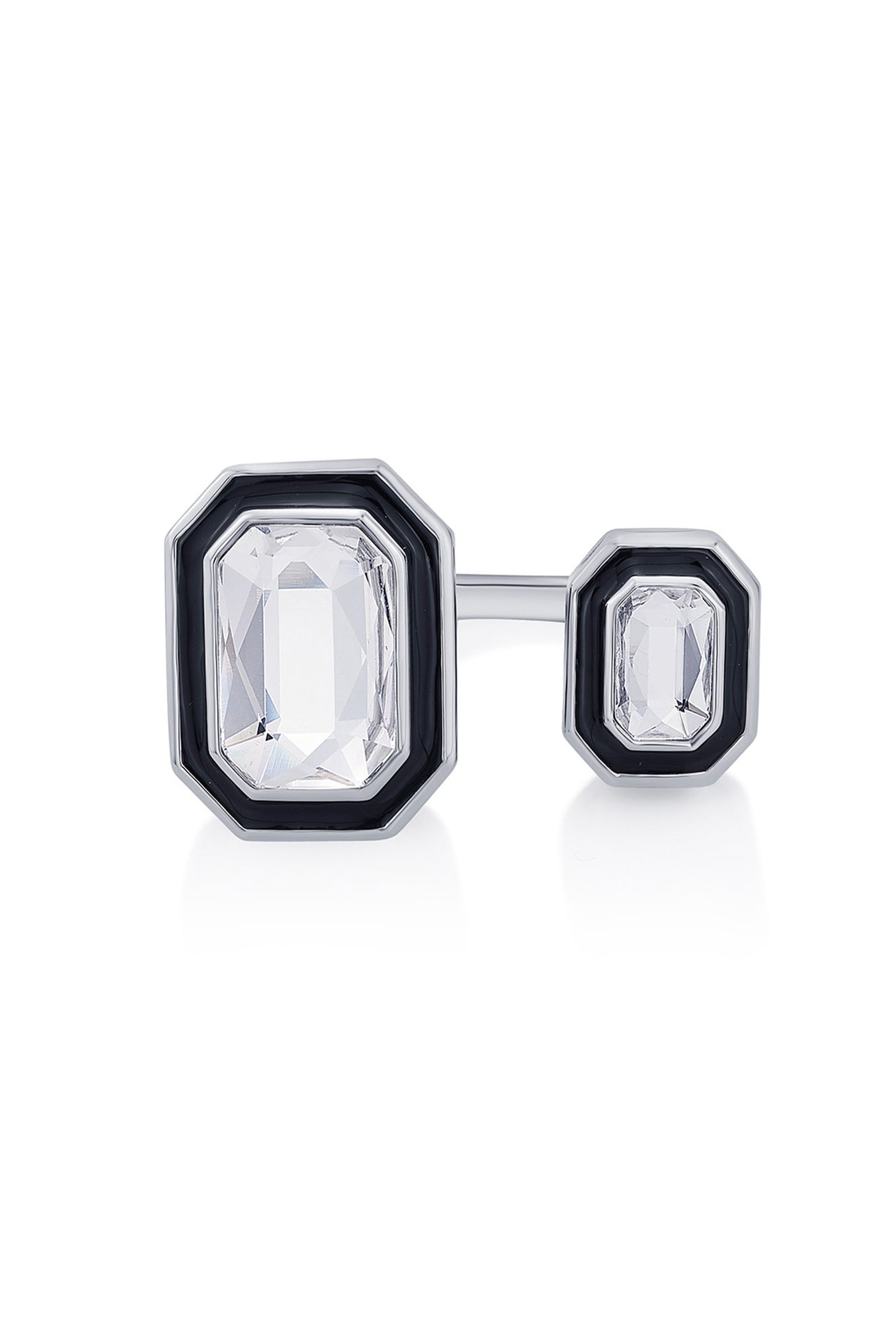 Isharya Bougie Dual-Crystal Ring In Rhodium Plated fashion jewellery online shopping melange singapore indian designer wear