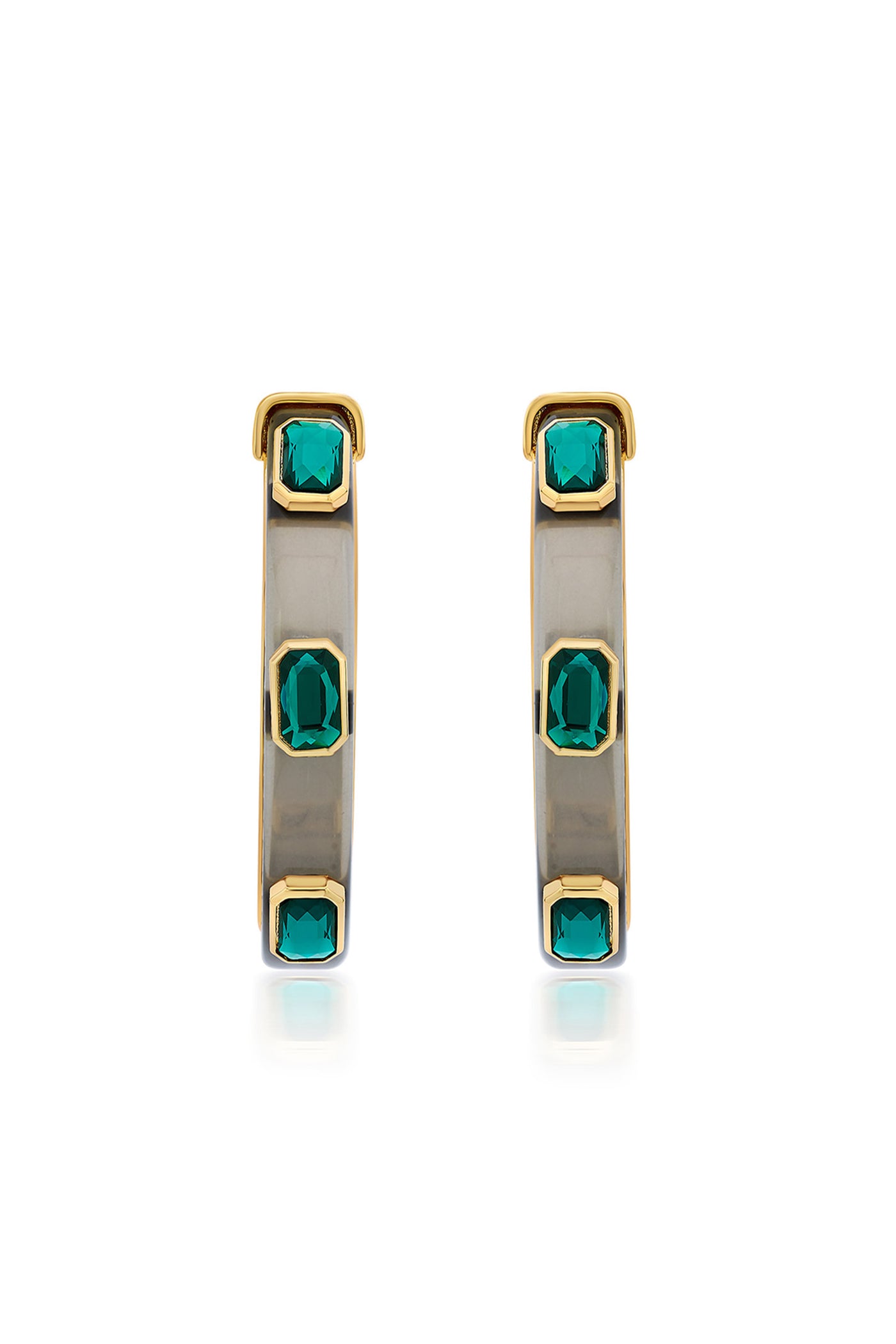 Isharya Bougie Green Crystal Hoops In 18Kt Gold Plated fashion jewellery online shopping melange singapore indian designer wear