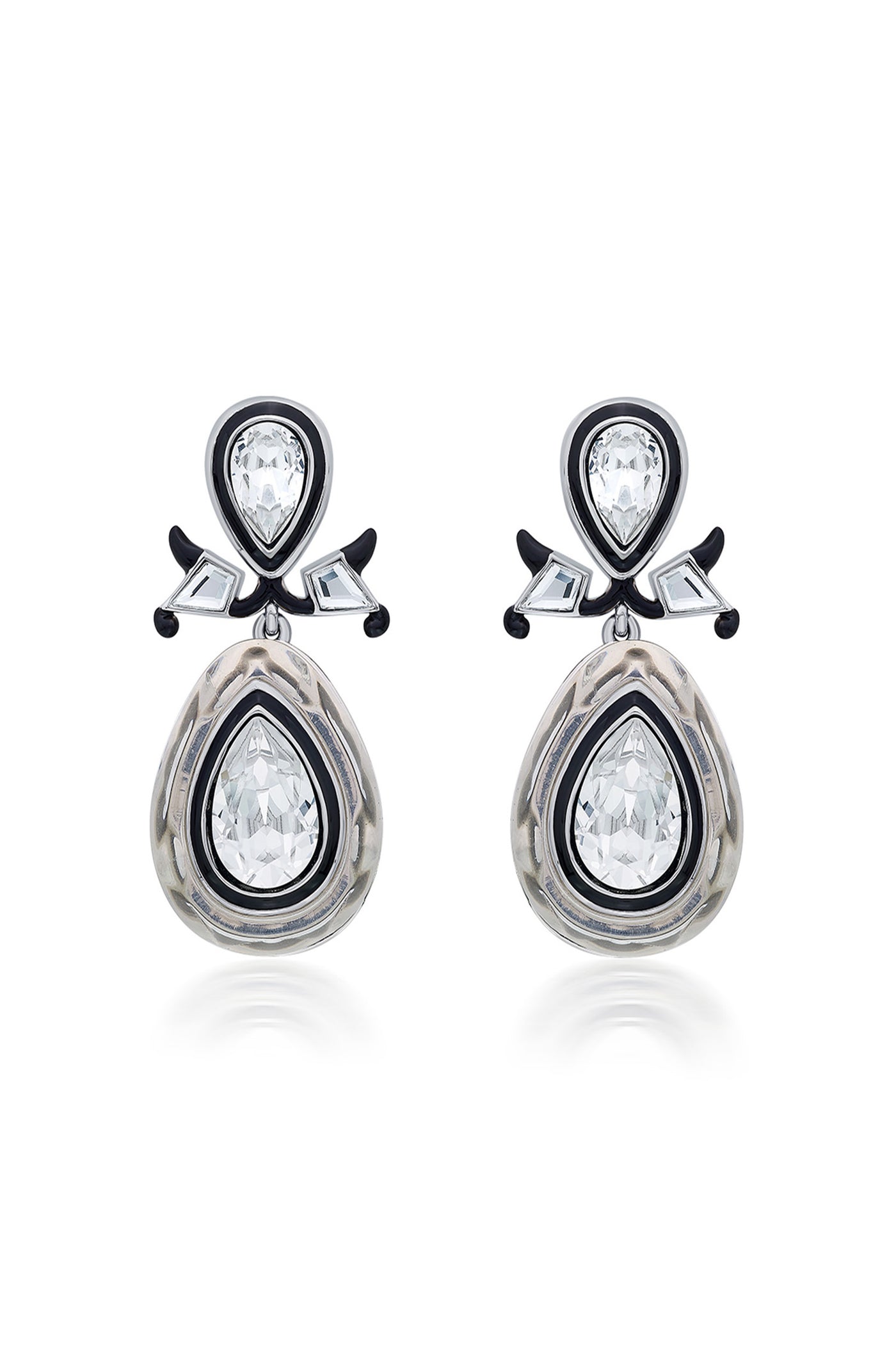 Isharya Bougie Infinity Cut Crystal Drop Earrings In Rhodium Plated fashion jewellery online shopping melange singapore indian designer wear
