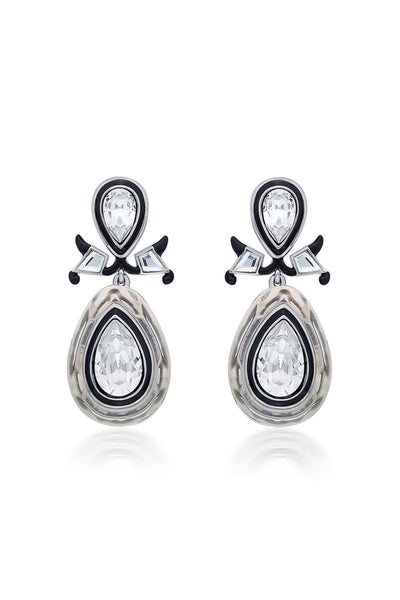 Isharya Bougie Infinity Cut Crystal Drop Earrings In Rhodium Plated fashion jewellery online shopping melange singapore indian designer wear