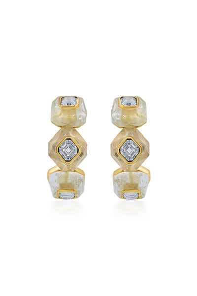 Isharya Bougie Infinity Cut Crystal Hoops In Rhodium Plated fashion jewellery online shopping melange singapore indian designer wear