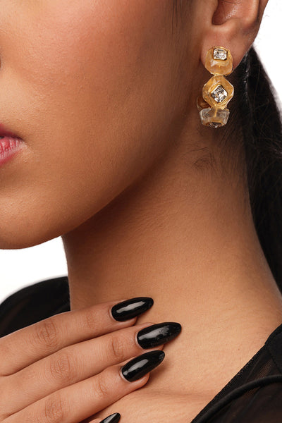 Isharya Bougie Infinity Cut Crystal Hoops In Rhodium Plated fashion jewellery online shopping melange singapore indian designer wear