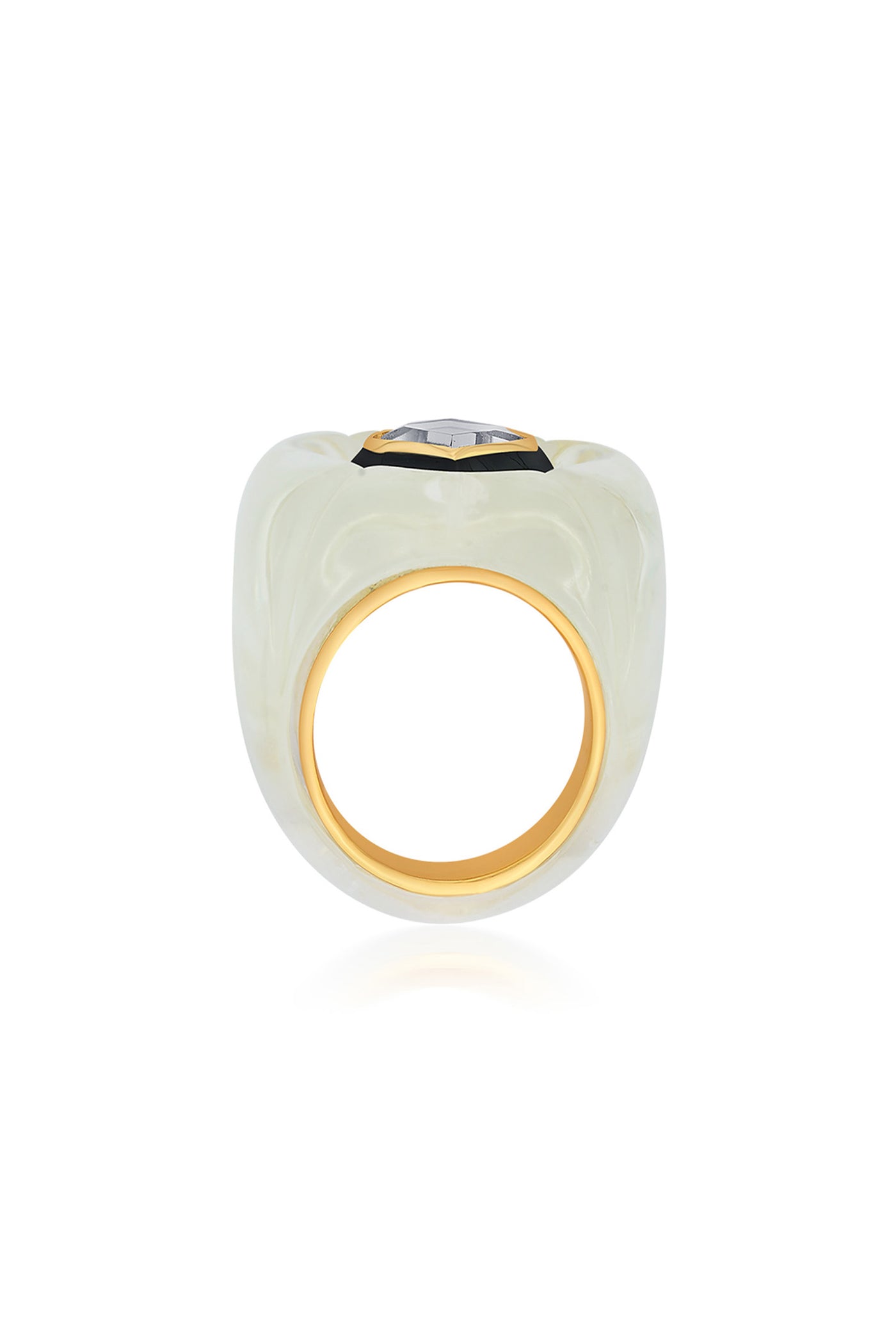 Isharya Bougie Mirror Resin Chubby Ring In 18Kt Gold Plated fashion jewellery online shopping melange singapore indian designer wear
