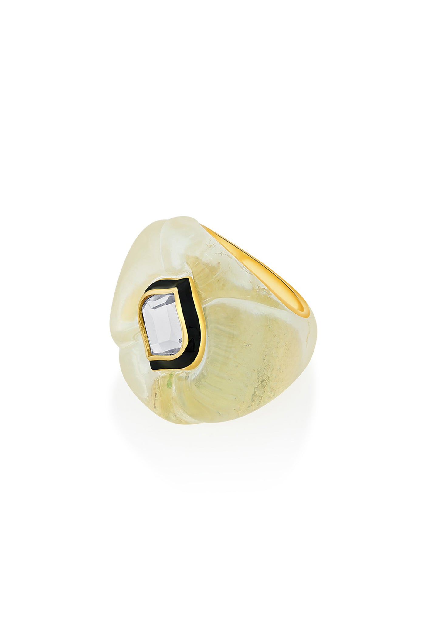 Isharya Bougie Mirror Resin Chubby Ring In 18Kt Gold Plated fashion jewellery online shopping melange singapore indian designer wear