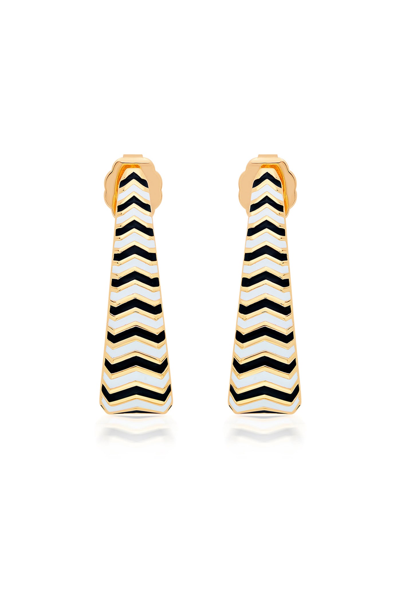 Isharya Chevron Oblong Enamel Hoops In 18Kt Gold Plated fashion jewellery online shopping melange singapore indian designer wear