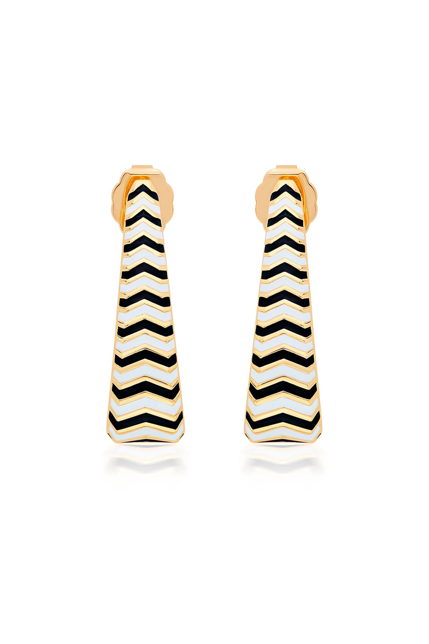 Isharya Chevron Oblong Enamel Hoops In 18Kt Gold Plated fashion jewellery online shopping melange singapore indian designer wear