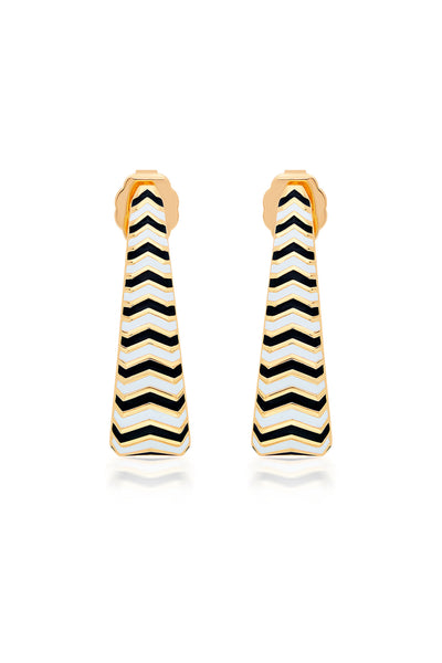 Isharya Chevron Oblong Enamel Hoops In 18Kt Gold Plated fashion jewellery online shopping melange singapore indian designer wear