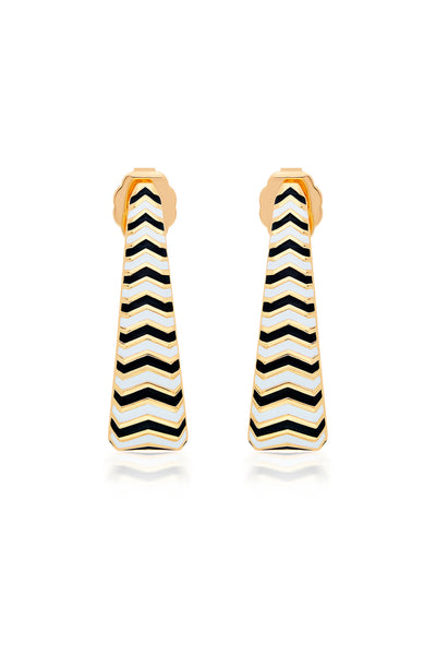 Isharya Chevron Oblong Enamel Hoops In 18Kt Gold Plated fashion jewellery online shopping melange singapore indian designer wear