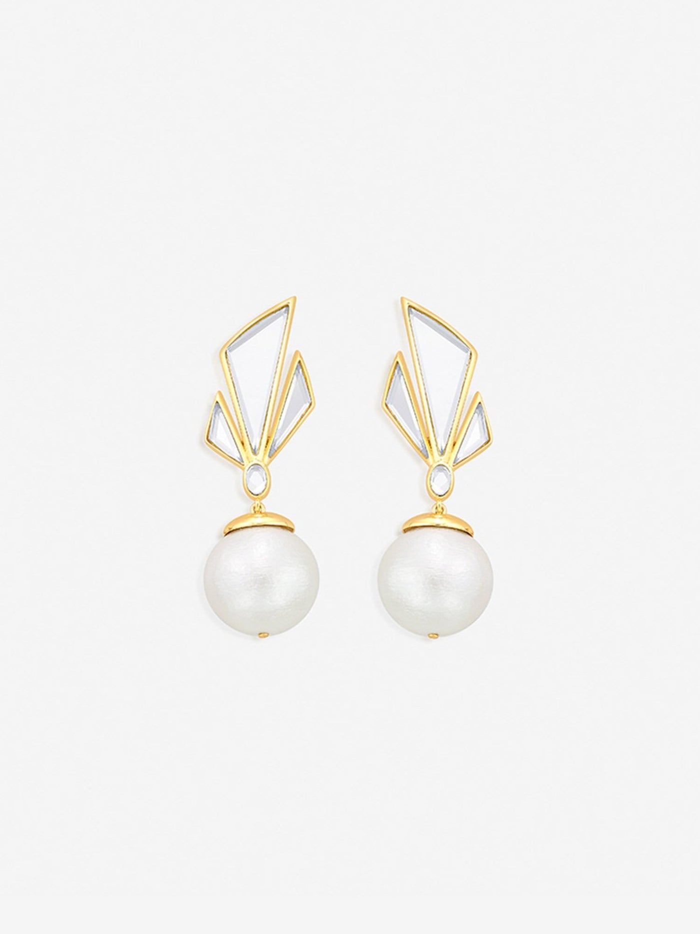 Demi Goddess Irregular Mirror and Pearl Stud Earrings