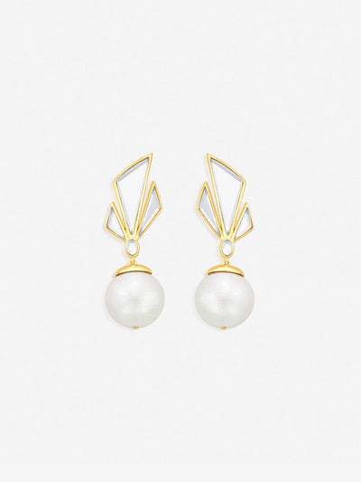 Demi Goddess Irregular Mirror and Pearl Stud Earrings