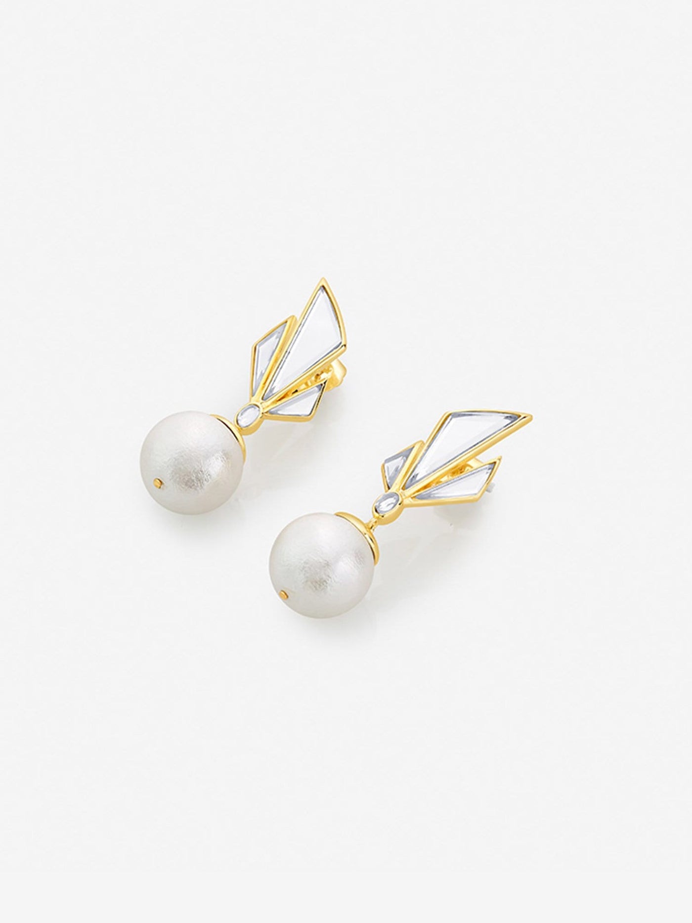 Demi Goddess Irregular Mirror and Pearl Stud Earrings