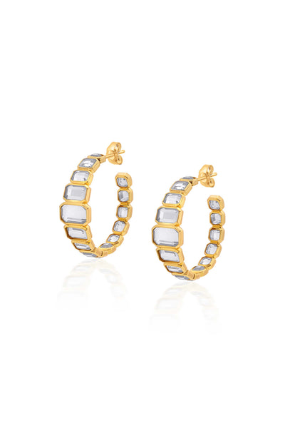 Isharya Jugni Mirror Hoops gold fashion jewellery online shopping melange singapore indian designer wear
