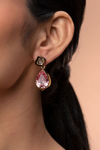 Isharya Meher Pink Crystal Earrings fashion jewellery indian designer fashion online shopping melange singapore