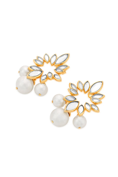 Modern Maharani Marquise Mirror Pearl Earrings