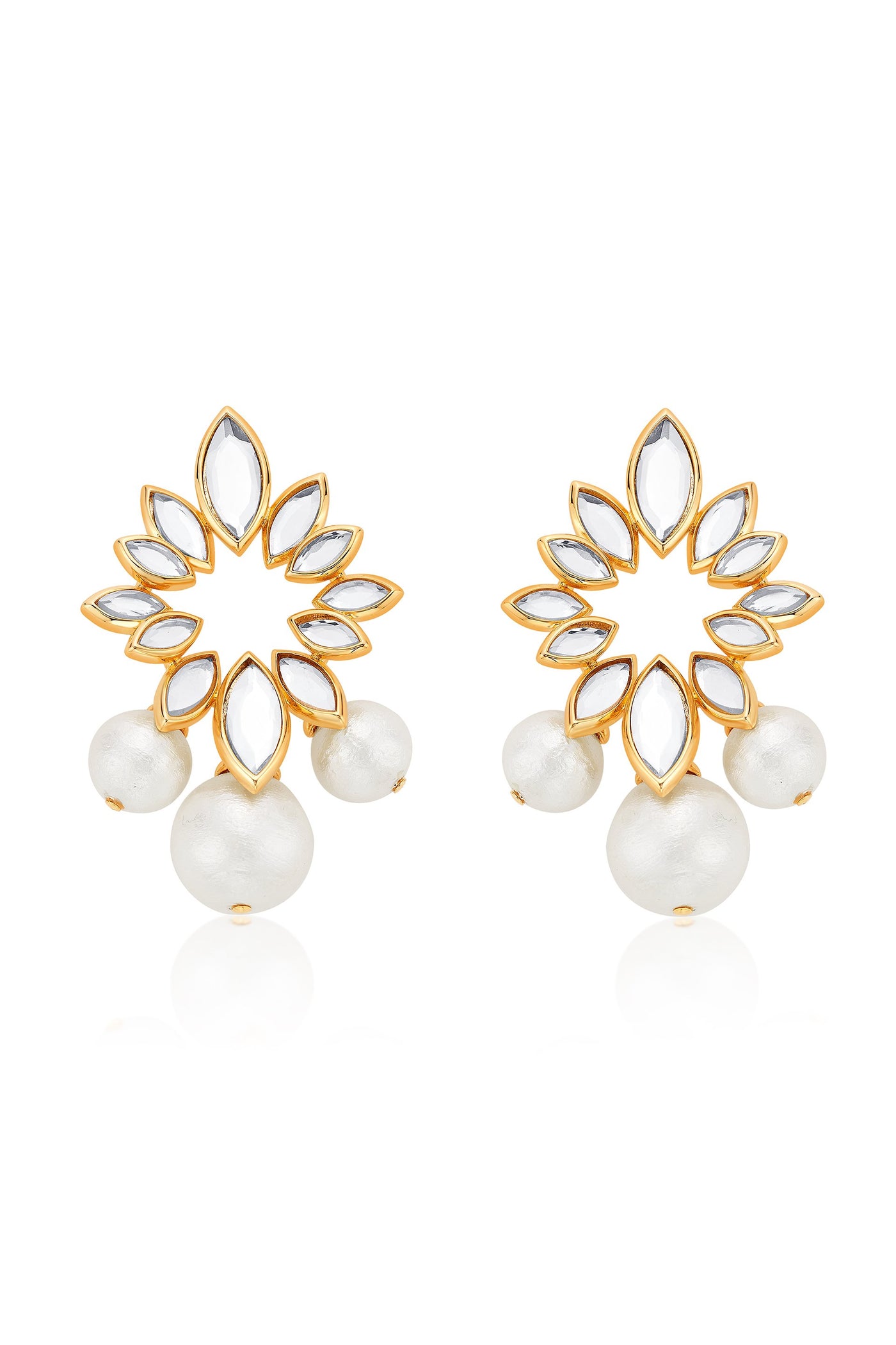 Modern Maharani Marquise Mirror Pearl Earrings